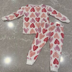 NWOT Rabbit + Bear by Emily & Oliver Organic Cotton Pajama Set — 2T Hearts